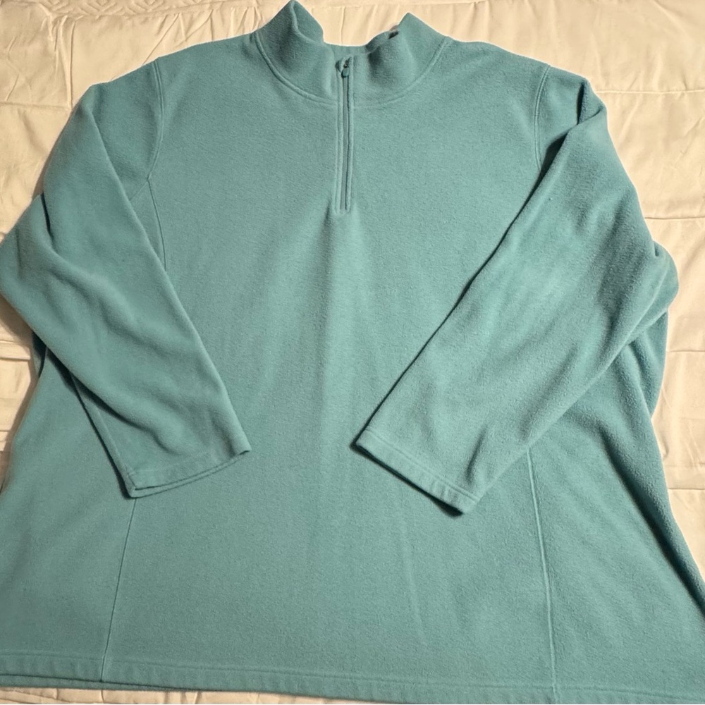 Woman Within Aqua Zip-Up Sweater